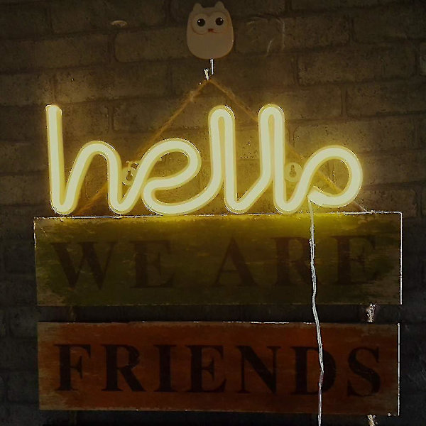 Led Hello Form Neon Bokstavsskylt Neon Bokstäver Ljus Dekorativ Konstljus Väggdekor För Barnrum Jul Bröllopsfest Tillbehör (varm Vit Hello)