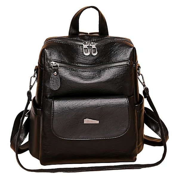 Ryggsäck Enkelt Dam Ryggsäck En Axel Crossbody Trevägs Ryggsäck Resväska（svart）