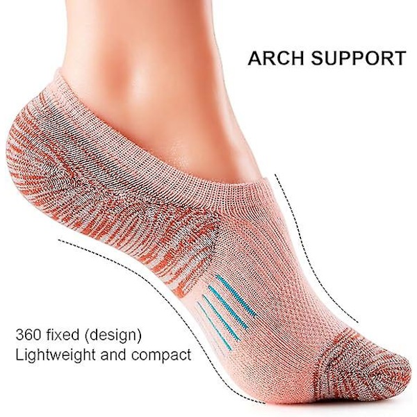 Damstrumpor No Show Athletic Ankle Socks Cushioned Running Low Cut 5 Par/Storlek:5-8/Färg: Flerfärgad 1