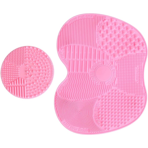 2 Silikonborste rengöringsborste, sminkborste rengöringsdyna verktyg (rosa)
