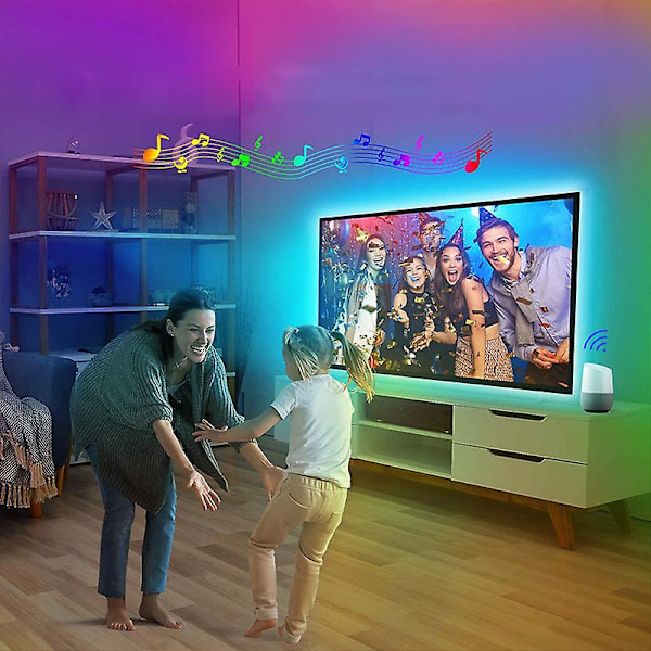 Retro LED-list - TV-belysning 5vusb Bluetooth RGB-ljus med dekorativ vägg-TV-bakgrundsbelysning med 2m