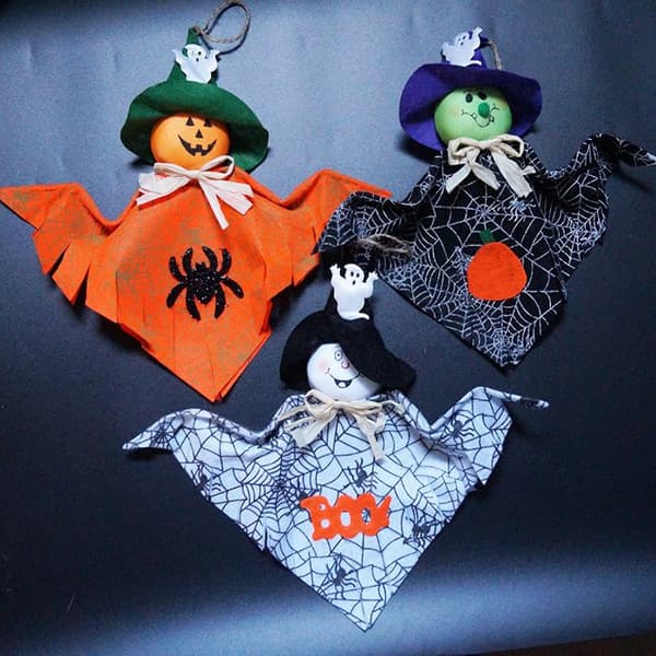 Halloweenpynt - Hængende Spøgelse - Græskar - Halm - 6 Stilarter - Miljøvenligt Stof