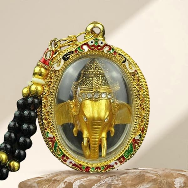 Thai Buddha Amulett Hänge Ganesha Thailand för Välsignelse Lycka Till Guld
