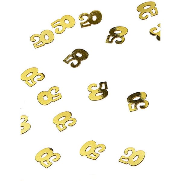 Bordkonfetti i tre, 50 gullbiter, 10g, bursdagsdekorasjon hvit XXS