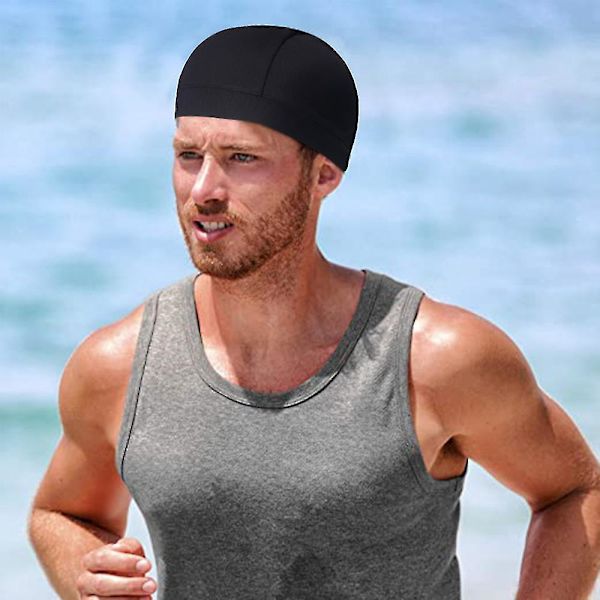 2 st hjälmfoder Skull Caps Sweat Wiing Cap Löpning Mössor Cykling Skull Caps För Män Och Kvinnor（Vit svart）