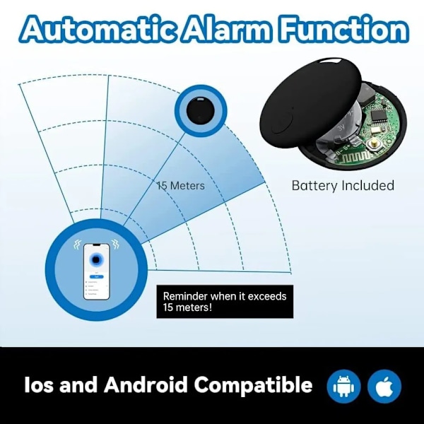 4 stk. Bluetooth Smart Tracker, Nøglefinder, GPS Tracker, Dyresporing, Kompatibel med iOS / Android