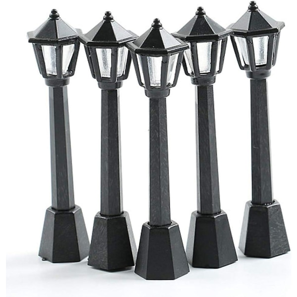 5st Mini Gatubelysning Modell Lampstolpeljus Utomhusbana Lanternstolpe Juldocka