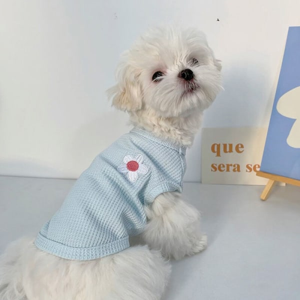 Hundskjorta i bomull Lätt sommar-T-shirt för husdjur Mjuk andas Stretchig katthund ärmlös T-shirt väst Kläder för medelstora och små (små) hundar