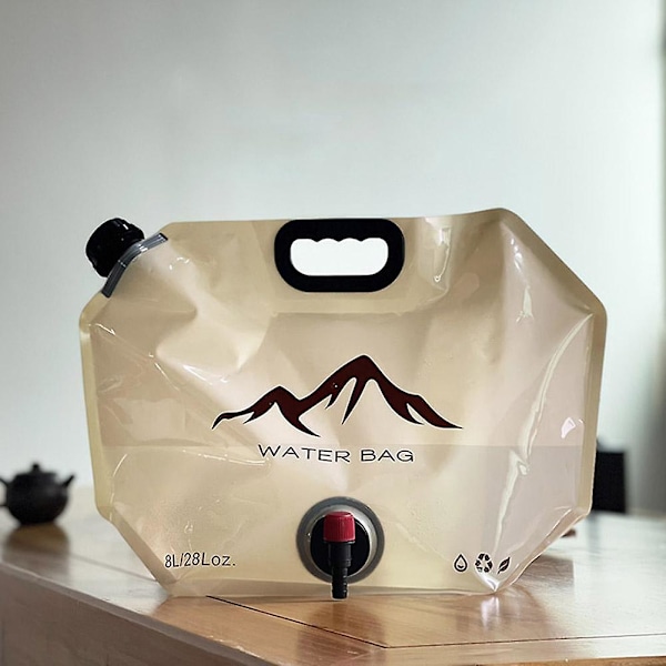 8L Bärbar hopfällbar mjuk vattenförvaringsväska för picknick resor camping (Khaki)