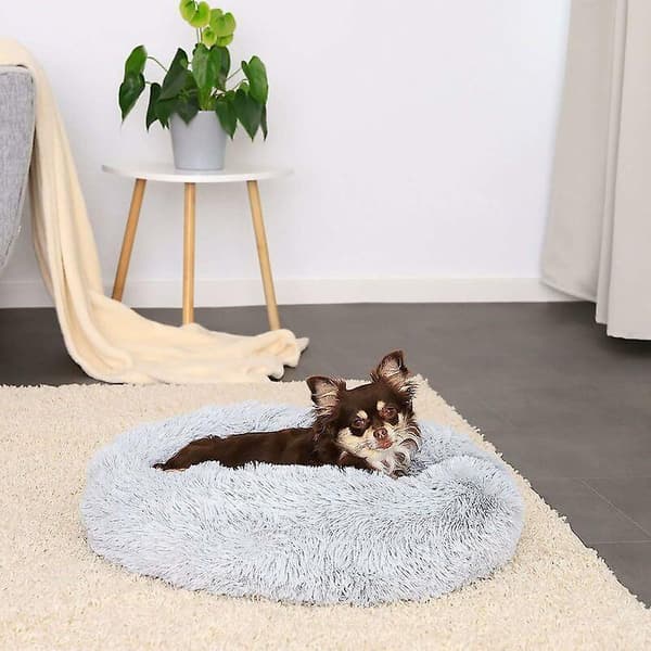 Rund hundkorg kattkudde munkkorg 50 cm (m) Ljusgrå