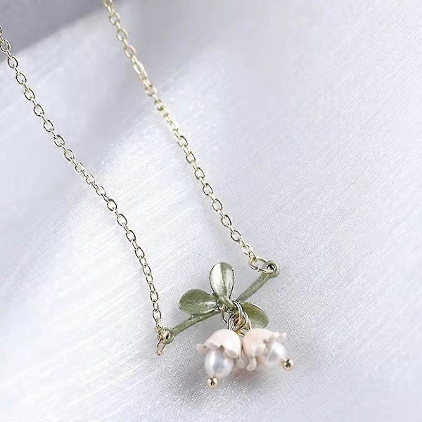 Halsband med blommor och pärlhänge för kvinnor och flickor