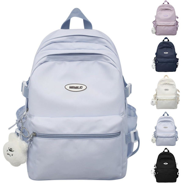 Kawaii Ryggsäck med söta accessoarer Casual Aesthetic Ryggsäck Enkel Laptopväska Vattentät Reseryggsäck Dam, robin Blå, Ryggsäckar