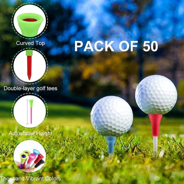 50-pack, slitstark golfgummimatta Långtopp T-shirt Flerfärgad golf-tröja i plast Professionell golfträning i slumpmässig färg Lämplig för golfare