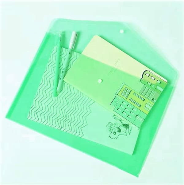 Poly Kuvert 12 st Dokumentkuvert med Knappkvalitet Transparent Dokumentmapp för A4-storlek (Grön)