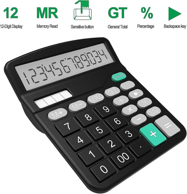 Lommeregner, standardfunktion bordlommeregner, sort