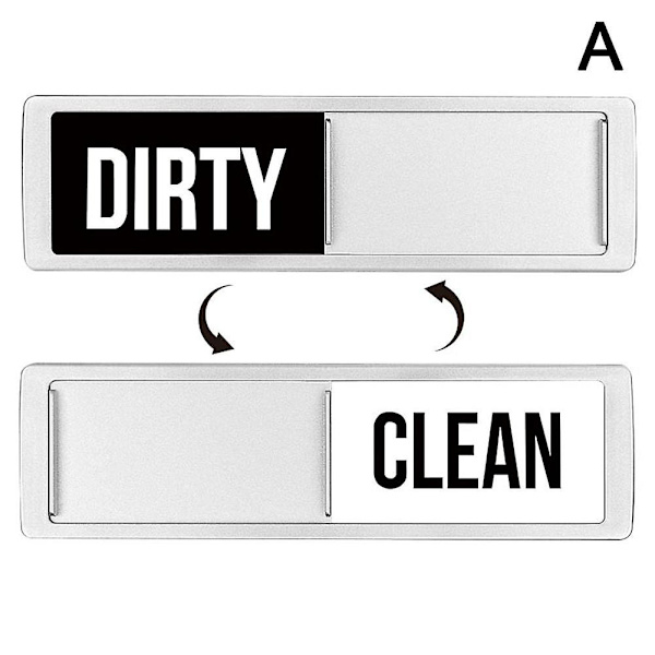 Diskmedelskylt Clean Dirty Sign som visar om disken är ren eller smutsig (silver)