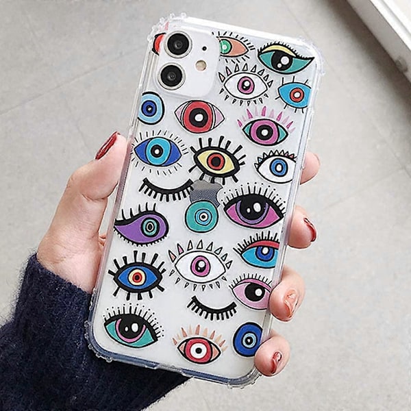 iPhone 12 och iPhone 12 Pro Skal Söt Rolig Ögon Mönster Klar Design Transparent Mjuk TPU Stötfångare Skyddande Skal Cover för Apple iPhone 12 / 12Pro -C