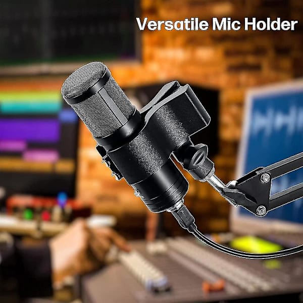 2 stk. mikrofonklipsholder, justerbar mikrofonholderklemme med 5/8 tommer han til 3/8 tommer skrue adapter