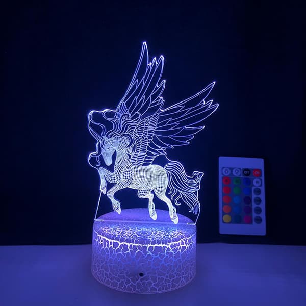 LED nattlys Enhjørning Serie 3D Illusjonslampe