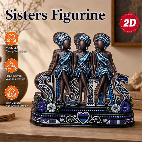Søstre trefigur ornament vennskapsgave solid 15 cm stabil B