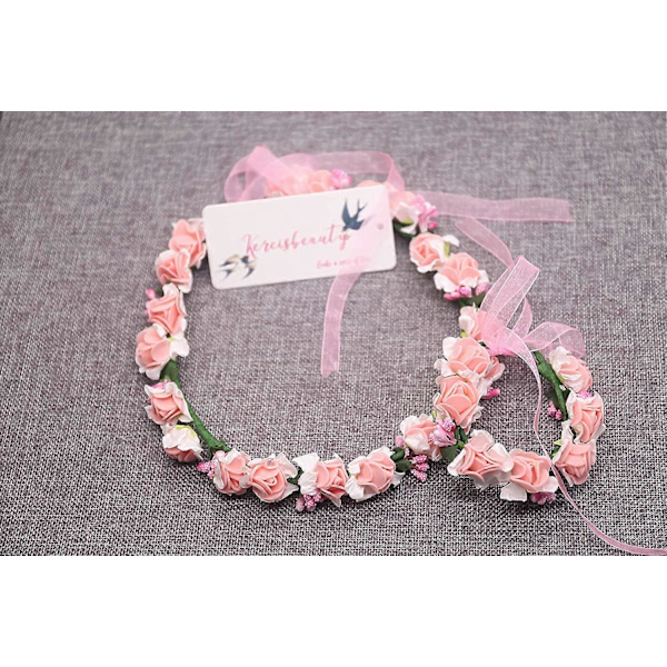 Rustik Blomsterkrans och Handledsblomster för Bröllop Brudar Blomsterflickor Rosa Blush Rosblomsterdiadem Hårtillbehör för Kvinnor Flickor