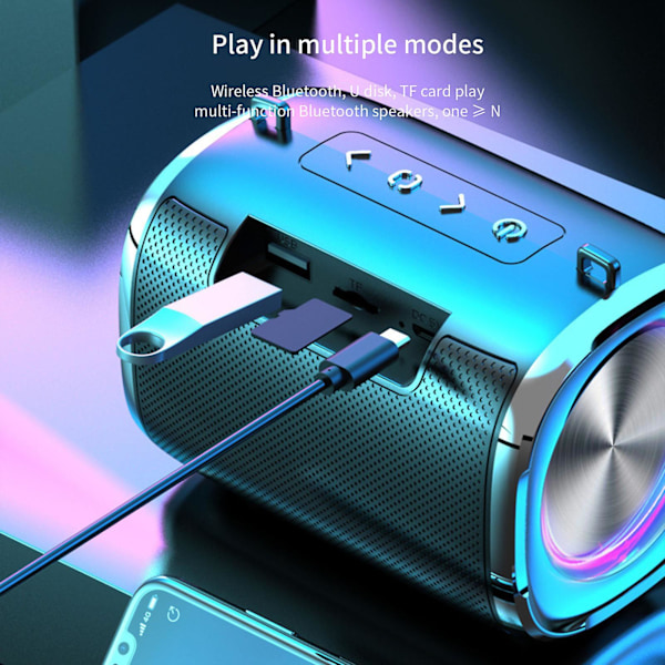 Bärbar Bluetooth-högtalare Bluetooth-högtalare Utomhus Bärbar Dubbel Membran Multi-Mode Uppspelning（Svart）