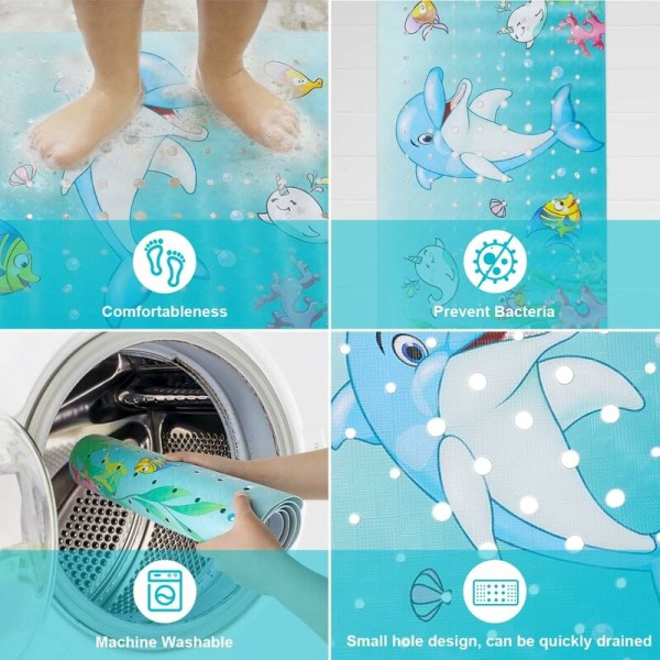 Badekarmåtter, 100x40 cm skridsikker brusemåtte BPA fri - badekar skridsikker prop børn kan maskinvaskes, bademåtte til babybørn
