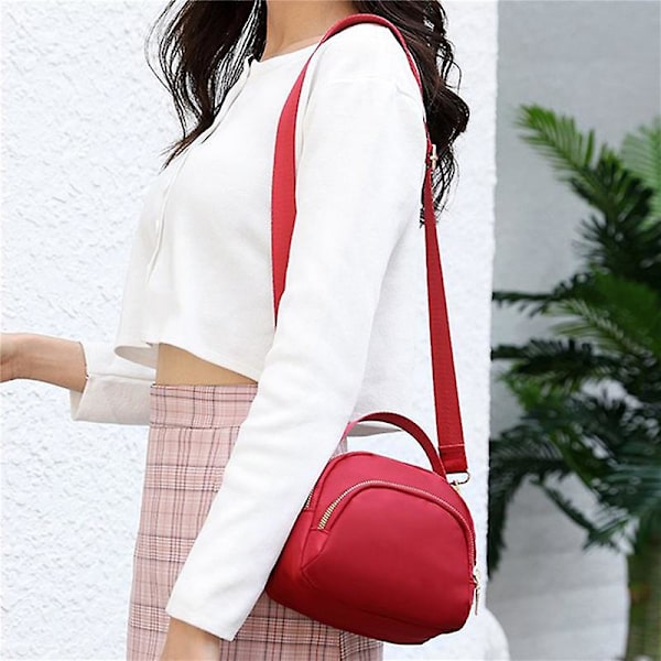 Olkalaukku Polyester Crossbody Bag Messenger Mini Kapasiteetti Vedenpitävä Laukku Kangaskäsilaukku（punainen）