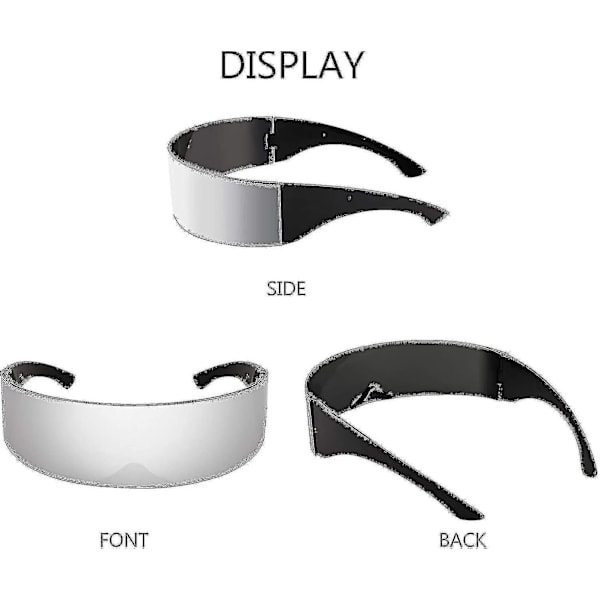 80-talls Futuristisk Visor Cyber Solbriller Menn Kvinner Futuristisk Punk Stil Cosplay（Sølv）