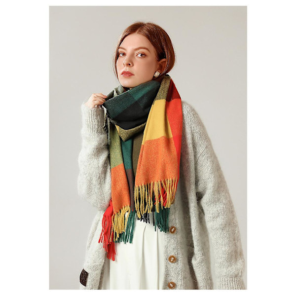 Kvinners skjerf vinter lang myk varm tartan sjekk wraps ull spinning dusk dusk sjal stjålet skjerf damer
