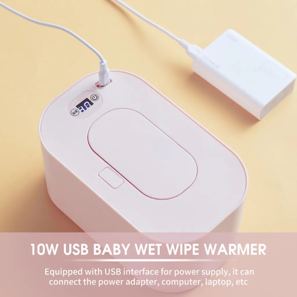 USB Baby Wipe Warmer 3 temperaturlägen Blöjhandduksvärmare 10W Konstant temperatur Stor kapacitet Bärbar Baby Wipe Warmer Hem Bilresor, Rosa