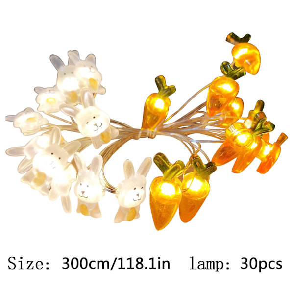 Pääsiäispupun LED-valot 30 valoa 9,8 jalkaa paristo koristeluun (keltainen)