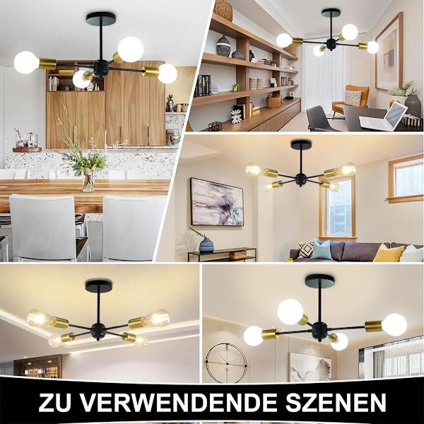 4-armet lysekrone, taklampe, ingen lyskilde, E26 lampeholder