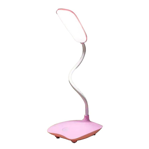 Led-ladelampe for studenter, kontor og skrivebord, USB-lampe som kan lades (rosa)