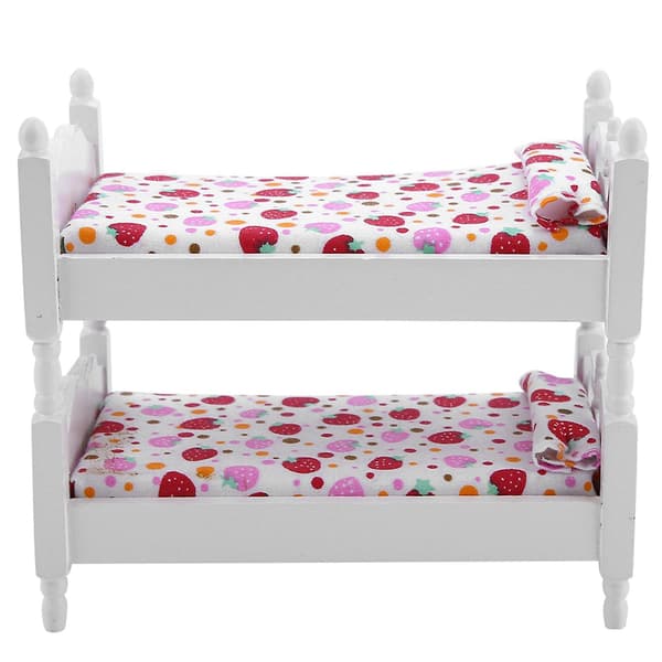 1:12 Dockhus Mini Möbler Barn Sovrum Modell Våningssäng Leksaker (Rosa jordgubbe)