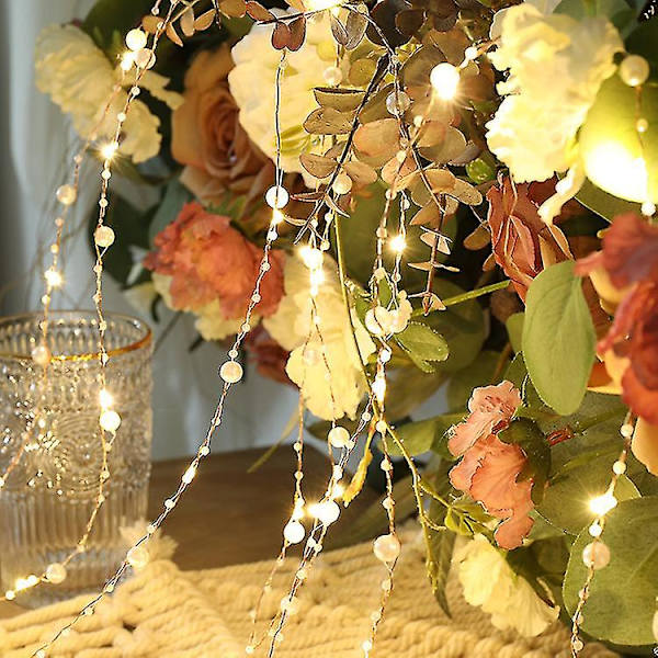 Ocean Pearl Beads String Lights, 2m 20 Led Lys Batteridrevet Til Bryllup, Fødselsdagsfester Diy Hjem Mantel-2m