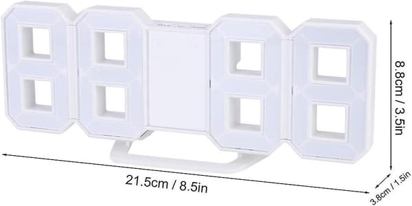 3D LED Digital Väggklocka, Sovrum Skrivbord Väggklocka, 21.5 x 8.8cm (Blå)