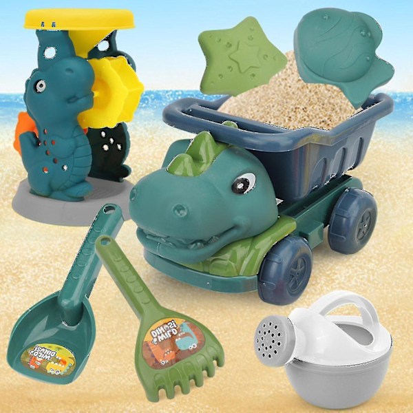 Børns Dinosaur Engineering Vehicle Shovel Strand Legetøj Sæt Baby Udendørs Leg Vand Gravning Sand Timeglas Værktøj（A）