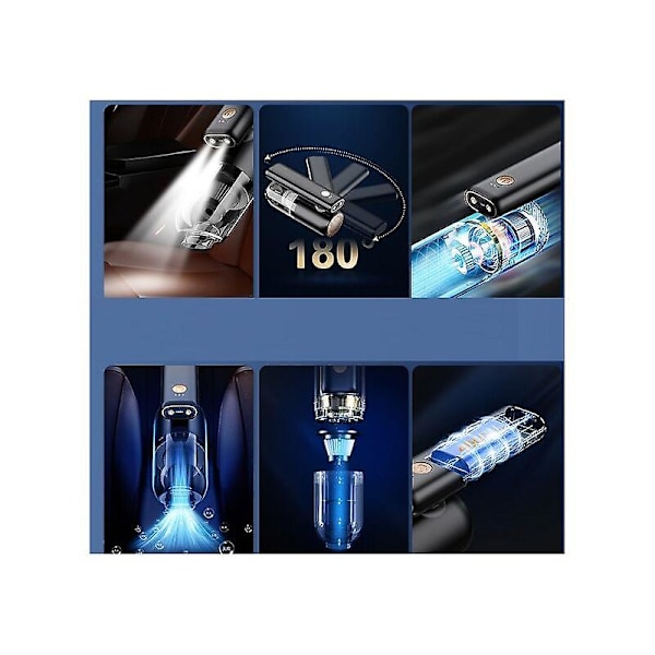 Led-lysbils пылесос, trådløs, mini, høj sugeevne