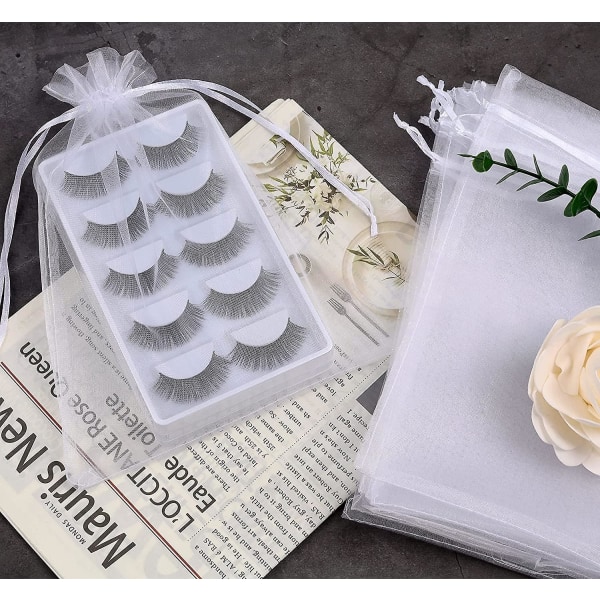 50 stk. Organzaposer 6x9 tommer Snøregaveposer Mesh Gaveposer Hvid Sheer