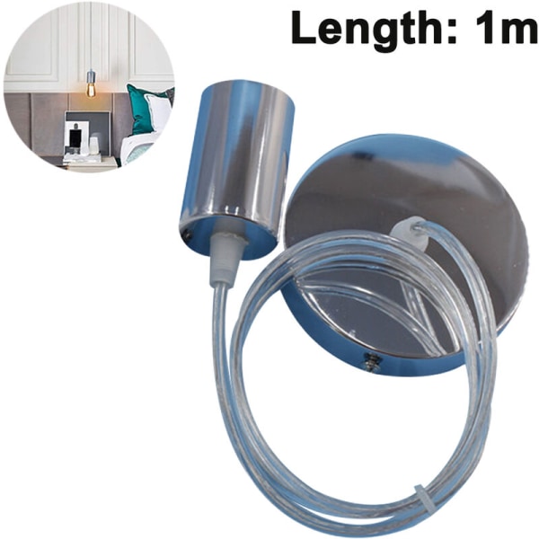 Metalllampupphängning, E27 lamphållare med kabel, sladdlampa, pendelljuskabel, idealisk för takbelysning, 1m
