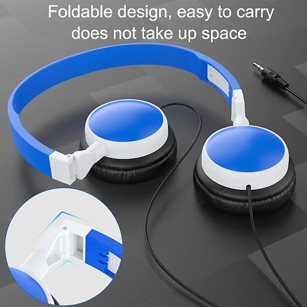 3,5 mm hovedmonterede hovedtelefoner til computerspil, headset med ledning, foldbare musikørebøffer