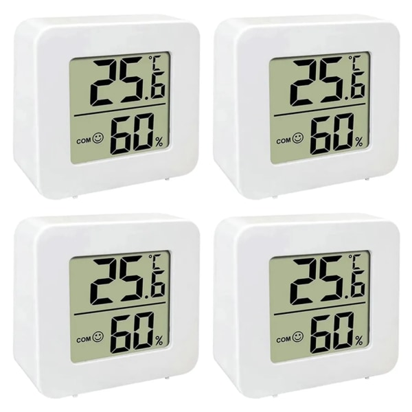 4st Mini LCD Digital termometer Hygrometer Inomhustermometer för vardagsrum baby kontorskylskåp