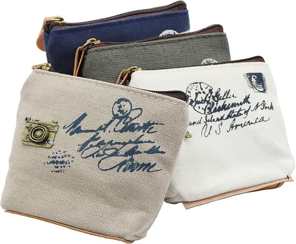 Söt Canvas Myntplånbok Liten Blixtlåsficka Väska Plånbok Av , 3/4 Pack (Retro Stil, 4 Pack)