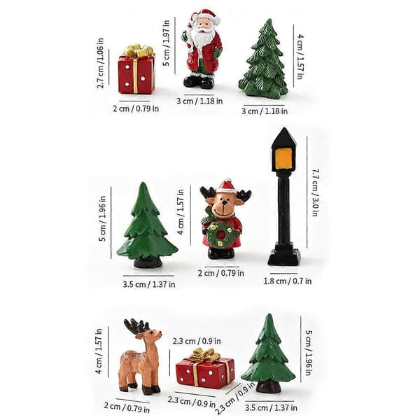 NUCHI Julfigurer - Miniatyrgran, tomte och ren-dekoration för julpynt Moose Style