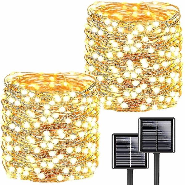 2 kpl 72ft 200 LED aurinkovalosarja, ulkona superkirkkaat aurinkojoululvalot, 8 tyyliä