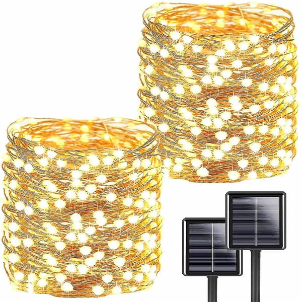2 stk. 72ft 200 LED solcellelyskæde, udendørs superlyse solcelle julelys, 8 stilarter