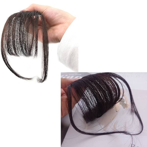 Luggs Hårklämma In Bangs Wispy Bangs Med Sidor Hårstycken För Kvinnor Clip On Air Bangs Platta Rena Bangs Hårförlängning För Dagligt Användande (Mörkbrun)