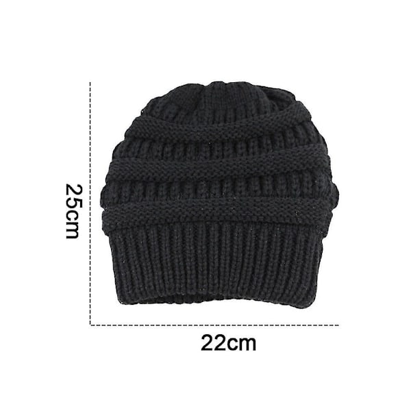 Foret med uld hue til kvinder strikket pullover cap til mænd udendørs（sort）