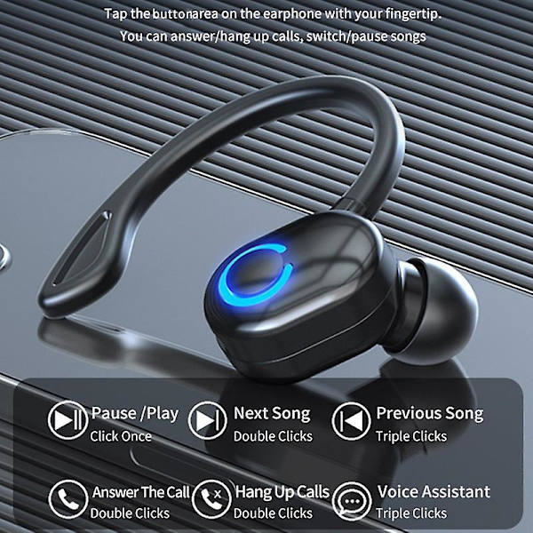 Enkel ørepropp True Wireless Earphone Bluetooth 5.2 Støydempende Hd Call Business Headset Lang Standby Vanntett Sport Hodetelefon For Smart Ph